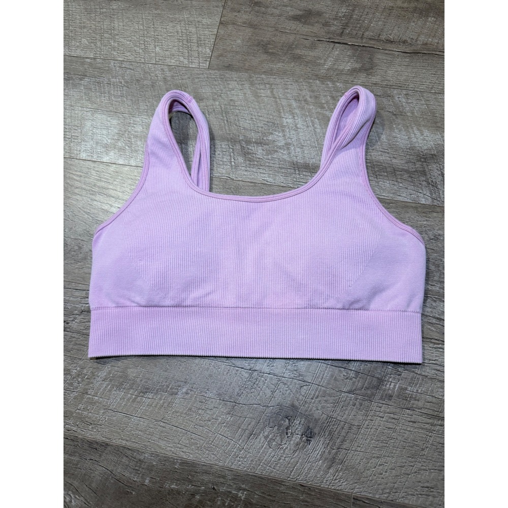 Ribbed Seamless Padded Sports Bra‎ Lilac Purple Large XL